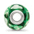 Green & White Floral Green Glass Charm Bead in Sterling Silver