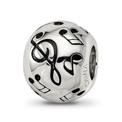 Enameled Musical Notes Charm Bead in Sterling Silver