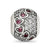 CZ & Red Corundum Hearts Charm Bead in Sterling Silver