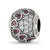 CZ & Red Corundum Hearts Charm Bead in Sterling Silver