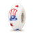 Hand Painted Patriotic Democrat Fenton Glass Charm Bead in Sterling Silver