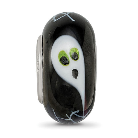 Hand Painted Newt Fenton Glass Charm Bead in Sterling Silver