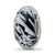 Hand Painted Midnight Snowfall Fenton Glass Charm Bead in Sterling Silver