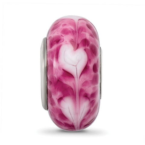 Hand Painted With All My Heart Fenton Glass Charm Bead in Sterling Silver