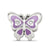 Purple & Green Enameled CZ Butterfly Charm Bead in Sterling Silver