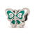 Purple & Green Enameled CZ Butterfly Charm Bead in Sterling Silver