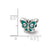 Purple & Green Enameled CZ Butterfly Charm Bead in Sterling Silver