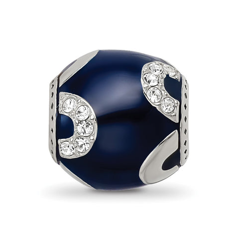 Navy Enameled,Swarovksi Crystal & Silver Ip- in Sterling Silver