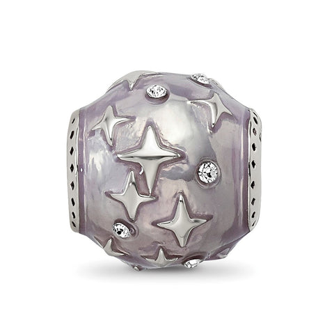 Lavender Enameled,Swarovksi Crystal & Silve in Sterling Silver