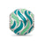 Mint & Teal Enameled,Silver Ip-Plated Charm Bead in Sterling Silver