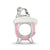 Pink Enamel & Czs Pig In A Bathtub Charm Bead in Sterling Silver