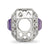 Purple Accent & Czs Cut Out Square Charm Bead in Sterling Silver