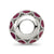 Pink Enamel Hearts & Czs Cut Out Circle Charm Bead in Sterling Silver
