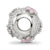 CZ Charm Bead With Pink Enameled Flowers in Sterling Silver