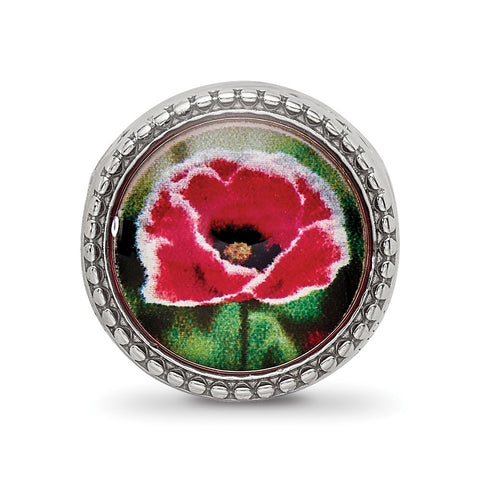 August Flower Charm Bead in Sterling Silver