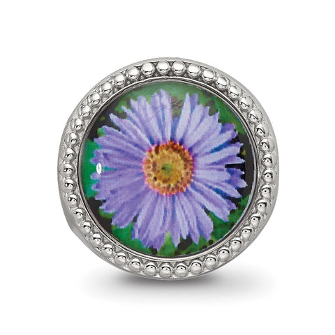 September Flower Charm Bead in Sterling Silver