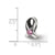 Silver Ribbon With Pink CZ Charm Bead in Sterling Silver