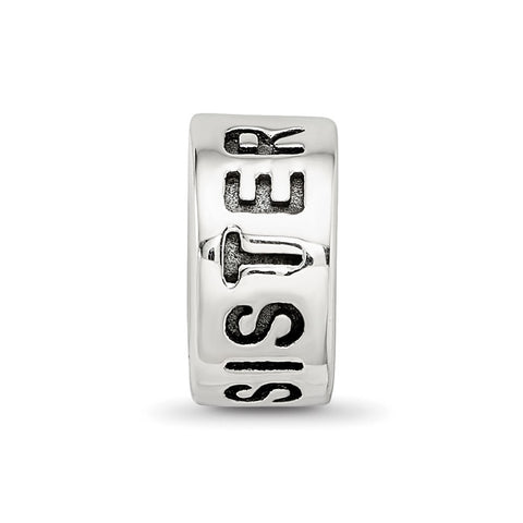 Antiqued Sister Charm Bead in Sterling Silver