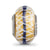 Gold,Blue,White Italian Glass Charm Bead in Sterling Silver