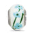 Blue,Green Glitter Flower Italian Glass Charm Bead in Sterling Silver