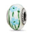 Blue,Green Glitter Flower Italian Glass Charm Bead in Sterling Silver
