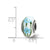 Blue,Green Glitter Flower Italian Glass Charm Bead in Sterling Silver