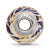 White Weaved W,Blue Stripe Glass Charm Bead in Sterling Silver