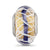 White Weaved W,Blue Stripe Glass Charm Bead in Sterling Silver