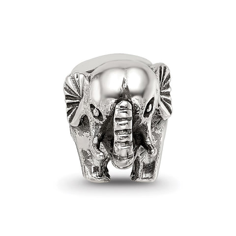 Antiqued Elephant Charm Bead in Sterling Silver
