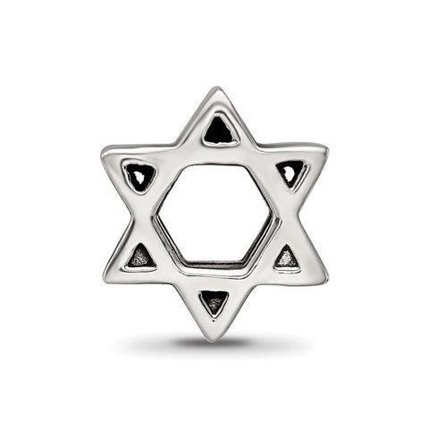 Textured Star Of David Charm Bead in Sterling Silver