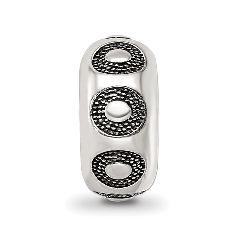 Antiqued Circle Pattern Charm Bead in Sterling Silver