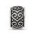 Antiqued Heart Pattern Charm Bead in Sterling Silver