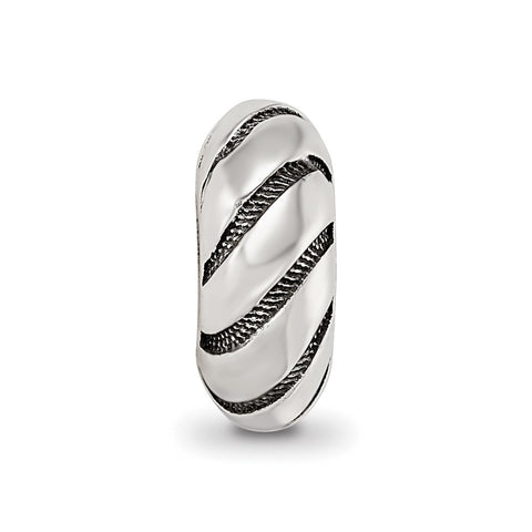 Antiqued Swirl Pattern Charm Bead in Sterling Silver