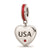 Antiqued Crystals From Swarovski Travel,USA Charm Dangle Bead in Sterling Silver