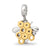 CZ Bee,Honeycomb 2-Piece Charm Dangle Bead in Sterling Silver