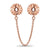 Rose-Tone CZ Security Chain Heart Charm Beads, in Sterling Silver