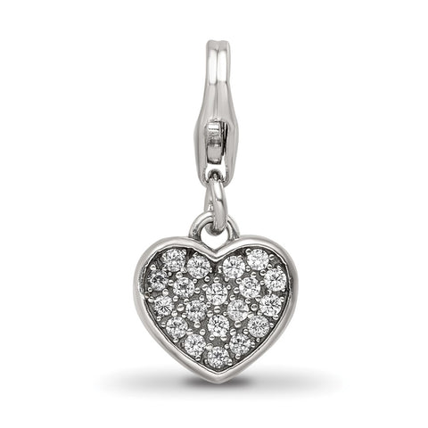 CZ Heart Charm in Sterling Silver