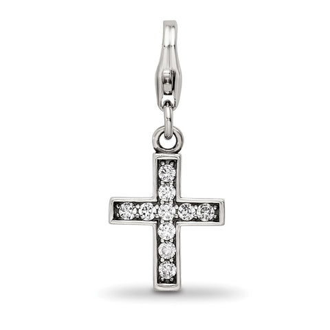 CZ Cross Charm in Sterling Silver