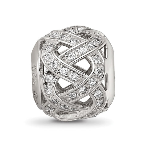 CZ Cut-Out Weaved Charm Bead in Sterling Silver