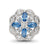 Blue Spinel & CZ Floral Charm Bead in Sterling Silver