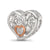 Rose-Tone CZ Love Heart Shaped Charm Bead in Sterling Silver
