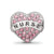 Crystals From Swarovski Nurse Heart Charm Bead in Sterling Silver