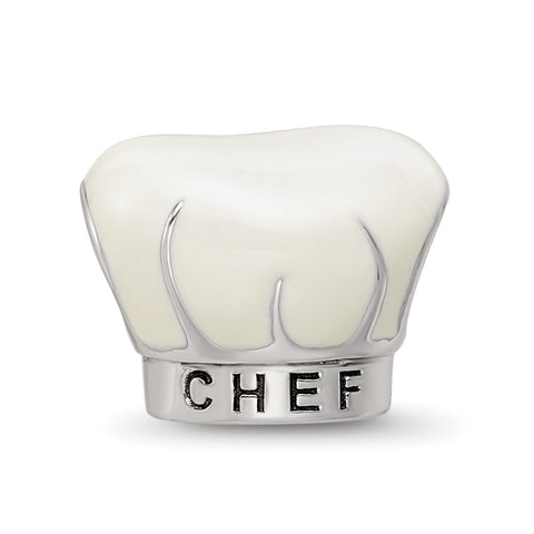 Enamel Chef Hat Charm Bead in Sterling Silver