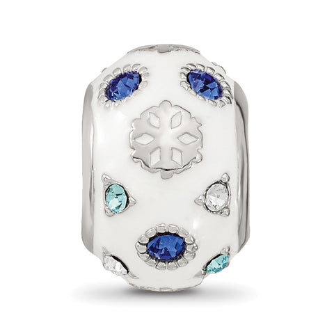 Enamel Preciosa Crystal Snowflake Charm Bead in Sterling Silver