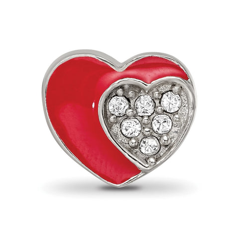 Crystals From Swarovski Enamel Heart Charm Bead in Sterling Silver