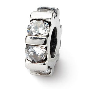 Sterling Silver CZ Bead Charm hide-image