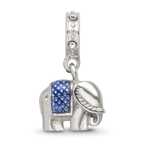 Crystals From Swarovski Enamel Elephant Charm Dangle Bead in Sterling Silver