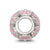 Pink Enamel Floral Charm Bead in Sterling Silver