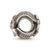 Antiqued Flower & Leaves Round Charm Bead in Sterling Silver
