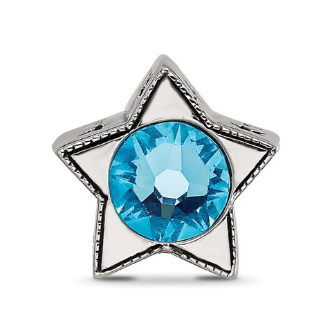 Crystal From Swarovski Mar. Birthstone Star Bea in Sterling Silver